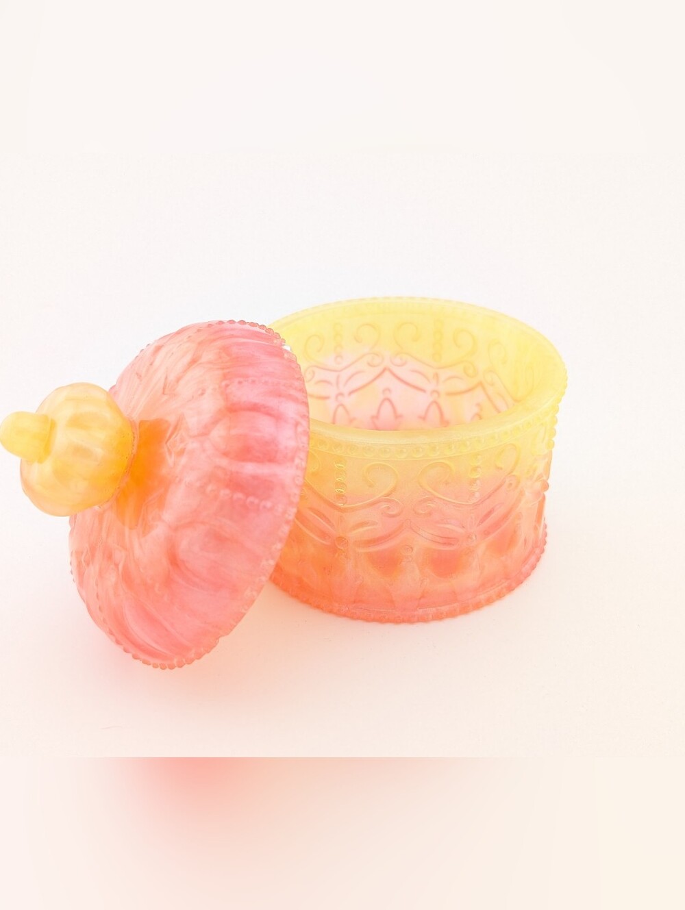NWT Handmade Orange Yellow Jewelry Trinket Jar Decor Gift Vanity Organization